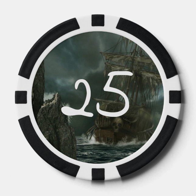 Jetons De Poker vaisseau fantôme avec crâne (Recto)