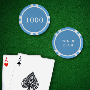 Jetons De Poker Valeur du jeu de tournoi personnalisé 1000 bleu cl