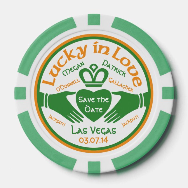 Jetons De Poker Vegas Casino Lucky in Love Wedding Enregistrer la  (Recto)