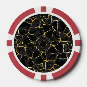 Jetons De Poker Veine d'or Kintsugi noir
