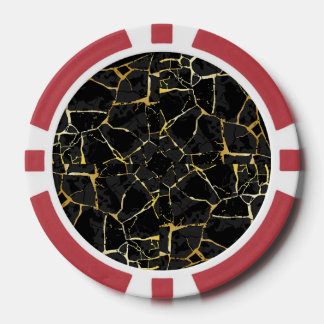 Jetons De Poker Veine d'or Kintsugi noir