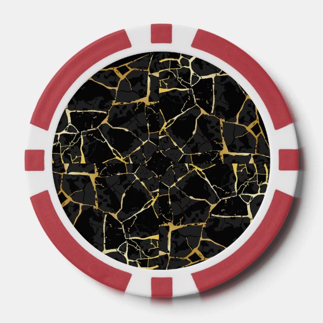 Jetons De Poker Veine d'or Kintsugi noir (Recto)