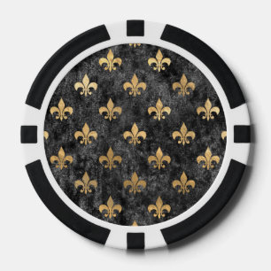 Jetons De Poker Velours noir Fleur de Lis Mardi Gras Orleans