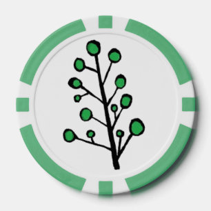 Jetons de poker verts d'arbre de point