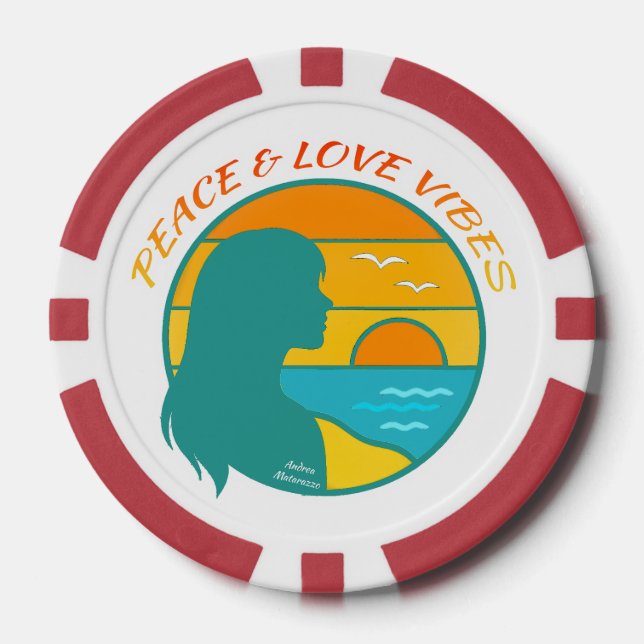 Jetons De Poker Vibes de Paix & d'Amour (Recto)
