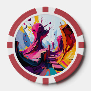Jetons De Poker Vibrant Abstract Fantasy Landscape