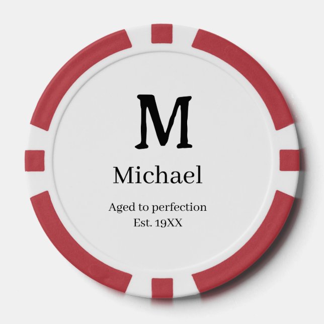 Jetons De Poker Vieilli à la perfection établ. 19XX monogramme nom (Recto)