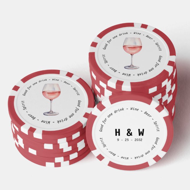 Jetons De Poker Vin Rose noir moderne Mariage  (Empiler)