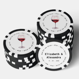 Jetons De Poker Vin rouge moderne Mariage de pièce justificative