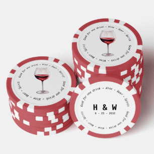 Jetons De Poker Vin rouge noir moderne Mariage 