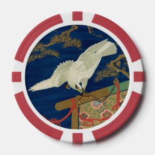 Jetons De Poker Vintage Art du Japon Faucon Blanc G.A. Audsley