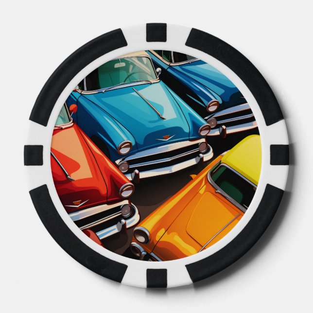 Jetons De Poker Vintage Cars Pattern (Recto)