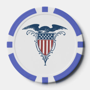 Jetons De Poker Vintage Shield Red White Blue American Eagle