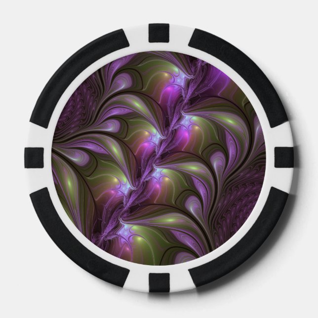 Jetons De Poker Violet Abstrait violet violet kaki fractal (Recto)