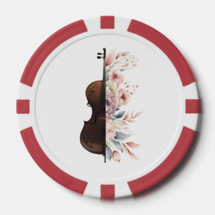 Jetons De Poker Violon aux fleurs.