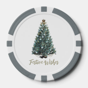 Jetons De Poker Vœux de fête. Conception d'arbre de Noël