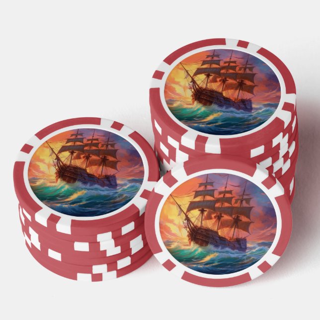 Jetons De Poker Voilier sur une mer orageuse (Empiler)