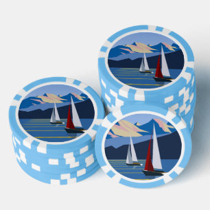 Jetons De Poker Voiliers et montagnes