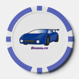 Jetons De Poker Voiture de sport bleue avec illustration airfos