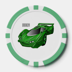 Jetons De Poker Voiture de sport verte avec illustration airfos