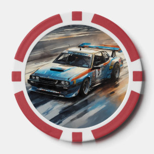 Jetons De Poker Voiture Sporty Blue Racing