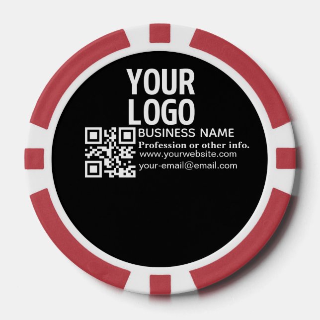 Jetons De Poker Votre logo avec code QR et texte modifiables  (Recto)
