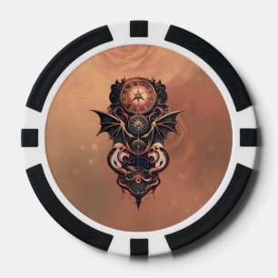 Jetons De Poker Voyage mystique de temps avec ailes, montre steamp