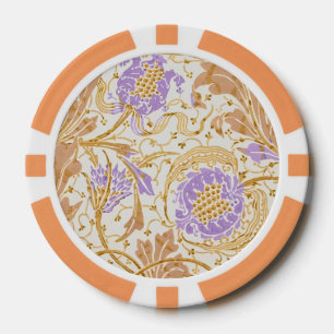 Jetons De Poker Walter Crane Arts and Crafts Art floral pourpre