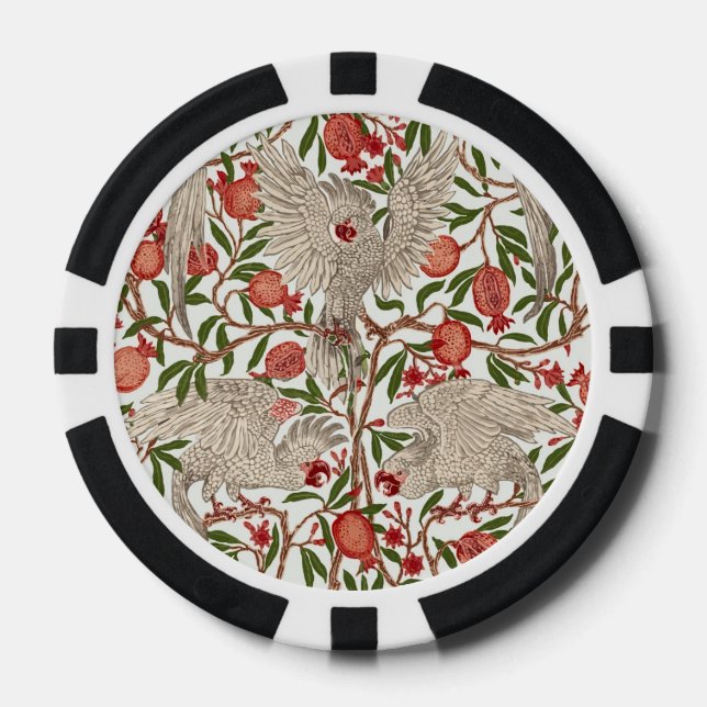 Jetons De Poker Walter Crane Cacatoès blanc Grenade rouge Art (Recto)