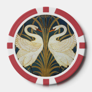 Jetons De Poker Walter Crane - Swan, Rush Et Iris Art Nouveau