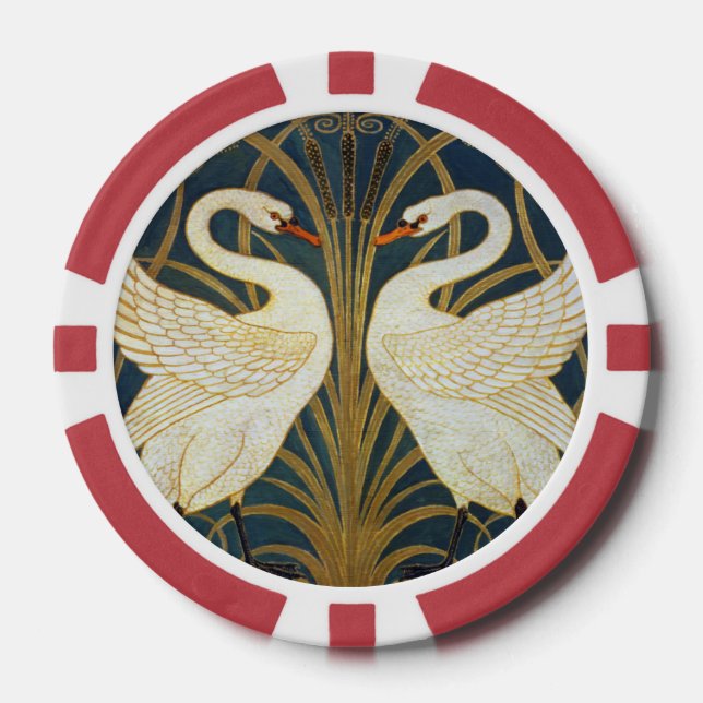 Jetons De Poker Walter Crane - Swan, Rush Et Iris Art Nouveau (Recto)
