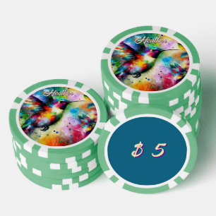 Jetons De Poker Whimsical Colorful Hummingbird Bird Personnalisé