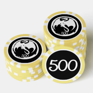 Jetons De Poker White Dragon noir jaune 500 puce de poker rayé