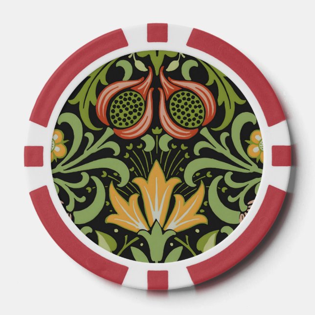 Jetons De Poker William Morris Conception botanique florale persan (Recto)
