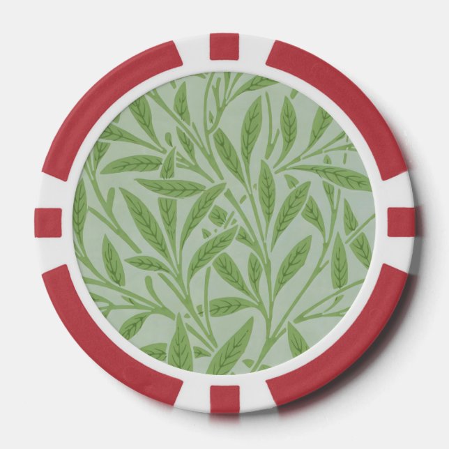 Jetons De Poker William Morris Fleur Willow Classic Green (Recto)