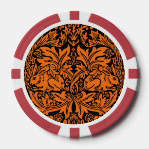 Jetons De Poker William Morris Frère Lapin Motif Noir Rust