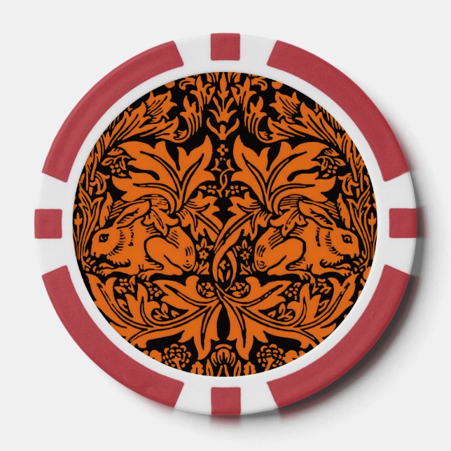 Jetons De Poker William Morris Frère Lapin Motif Noir Rust (Recto)