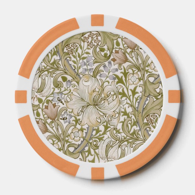 Jetons De Poker William Morris Golden Lily Garden Flower Classic (Recto)