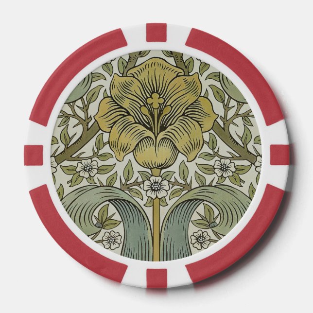 Jetons De Poker William Morris Spring Motif classique épais (Recto)