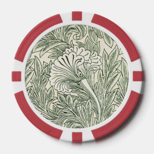 Jetons De Poker William Morris tulip fond textile vert