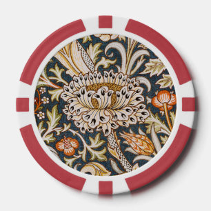 Jetons De Poker William Morris Vintage Trent Motif Floral Bleu