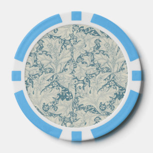 Jetons De Poker William Morris Wallflower bleu damas floral