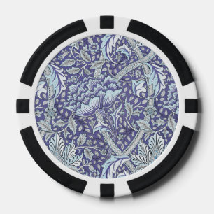 Jetons De Poker William Morris Windrush motif floral bleu