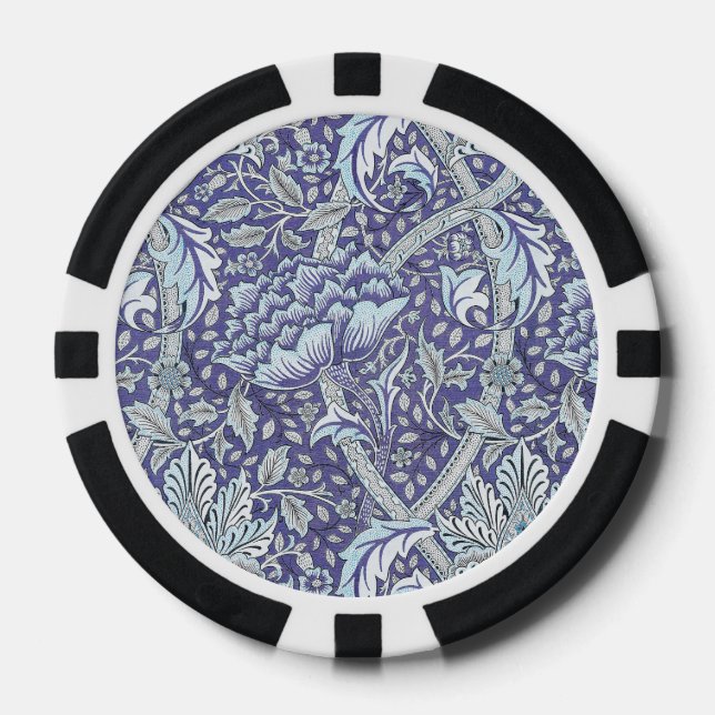 Jetons De Poker William Morris Windrush motif floral bleu (Recto)