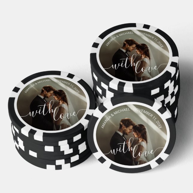 Jetons De Poker 'With Love' Photo personnalisée Mariage Faveur (Empiler)