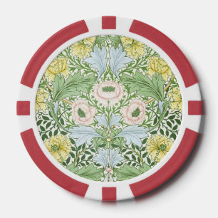 Jetons De Poker Wm Morris Myrtle Floral Art Nouveau Lumineux