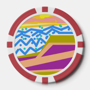 Jetons De Poker Yacht de coucher de soleil rose violet