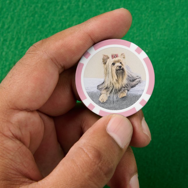 Jetons De Poker Yorkshire Terrier Peinture - Cute Original Chien A (main)