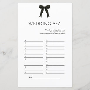 Jeu A-Z Mariage Black Bow Fête des mariées moder
