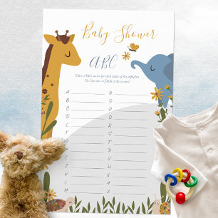 Jeu ABC de Baby Shower Floral avec Animaux de Bébé